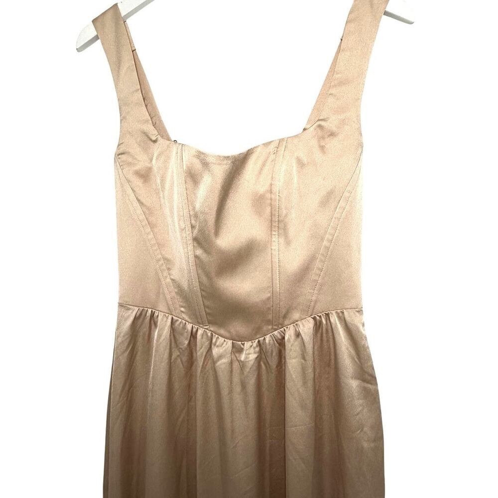 Show Me Your Mumu Champagne Luxe Satin Nina Maxi Dress Size M - Picture 5 of 9